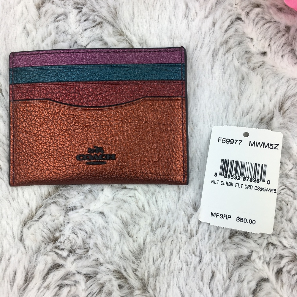 Coach Metallic Flat Card Case - Picture 5 of 6